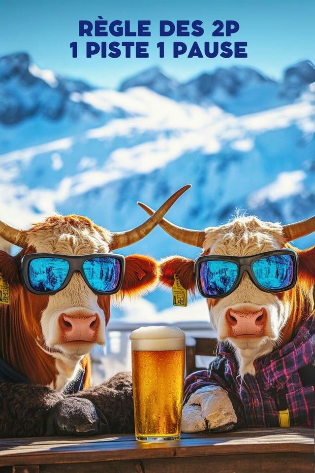 Affiche Ski - Blague bière après-ski