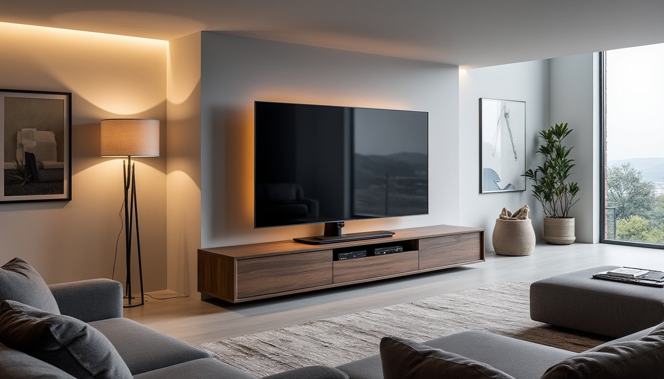 découvrez les avantages d'un meuble tv pivotant pour votre salon : optimisez l'espace, ajustez l'angle de vue avec aisance et alliez design contemporain et fonctionnalité. transformez votre expérience télévisuelle tout en embellissant votre intérieur.