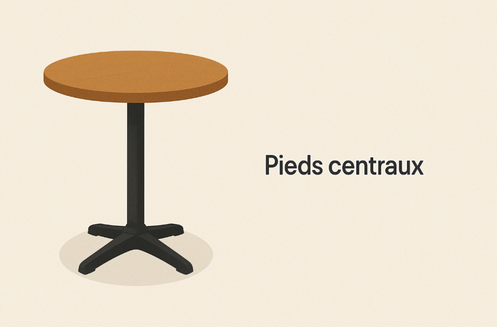 Pied central sur table