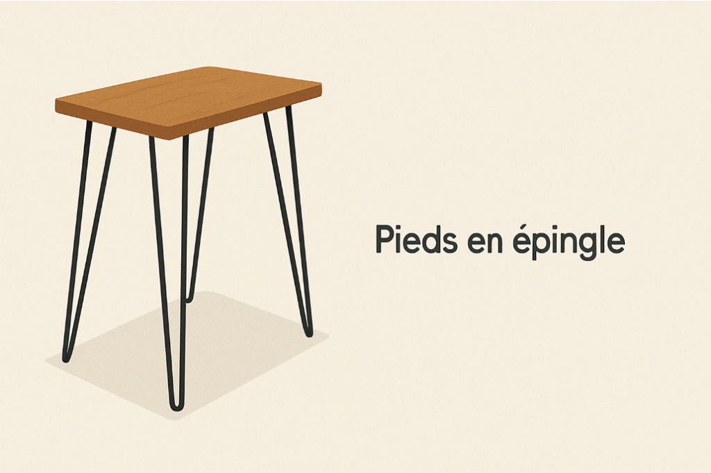 pieds en épingle sur table