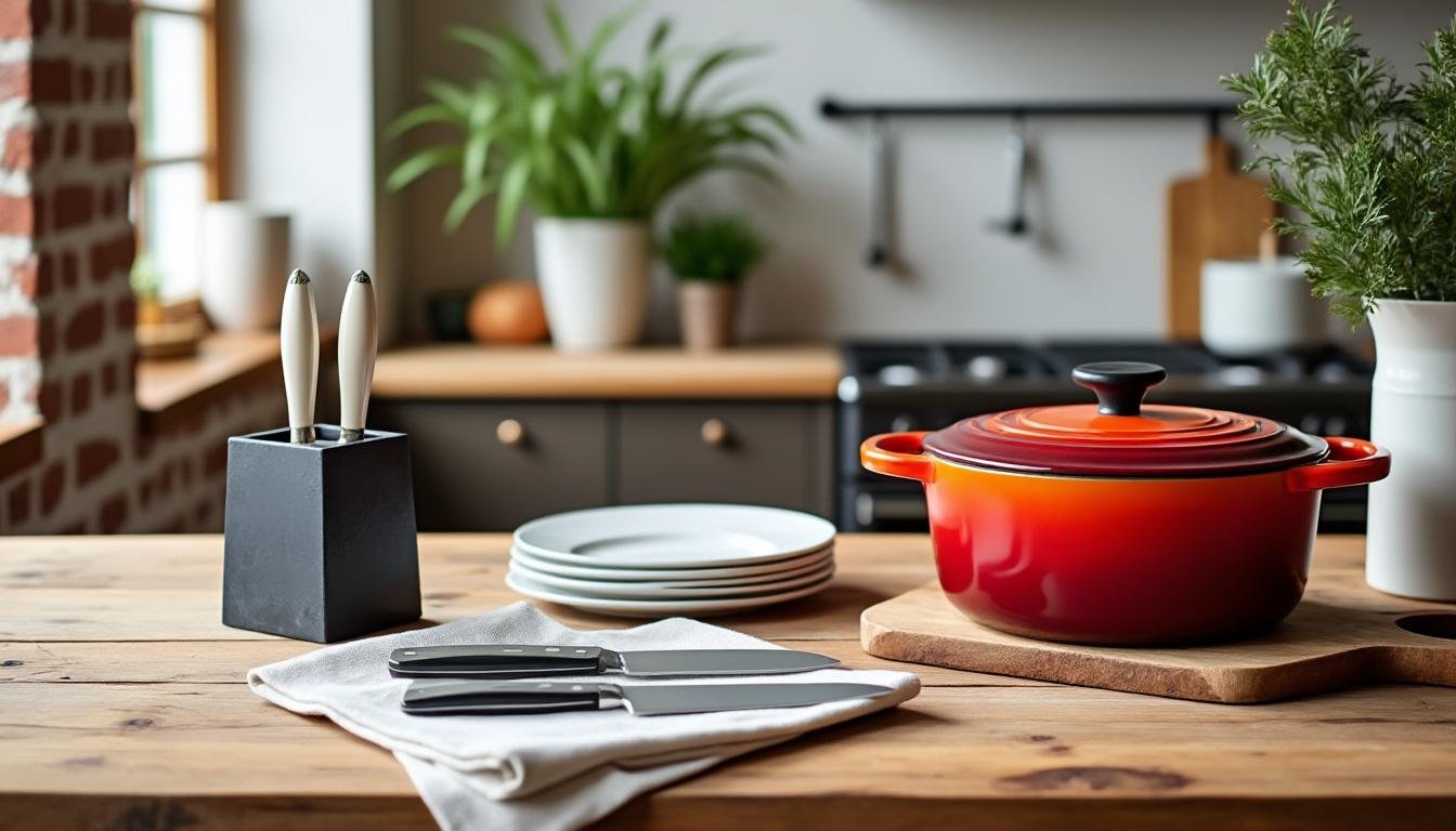 explorez notre sélection exquise de vaisselle et d'ustensiles sur la table, conçue pour sublimer votre cuisine et apporter une touche de raffinement à vos repas. transformez vos moments culinaires en expériences inoubliables.