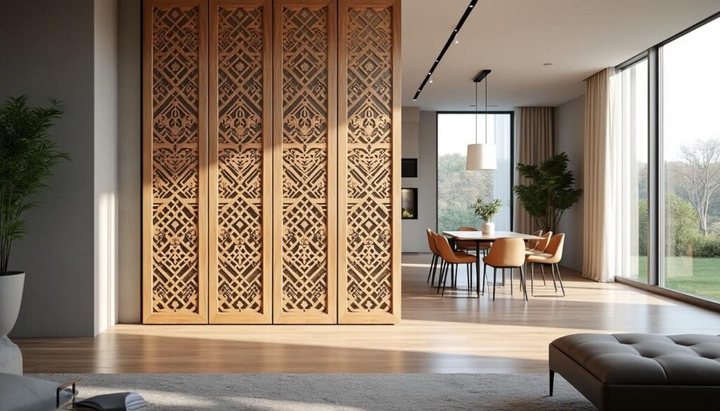 Découvrez 18 inspirations de claustras intérieurs pour séparer vos espaces avec élégance. Transformez votre intérieur en alliant esthétique et fonctionnalité, tout en préservant la lumière naturelle.