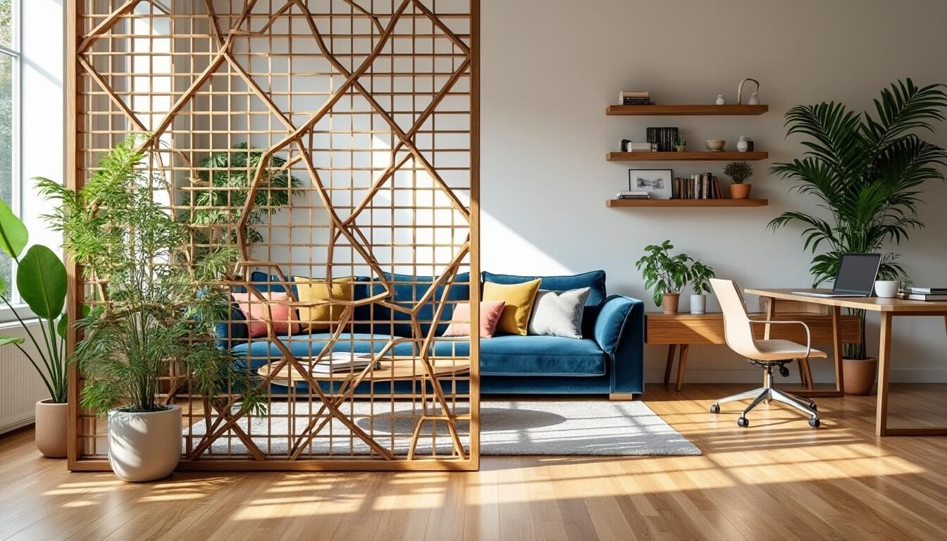 Claustra en bois ajouré dans un salon