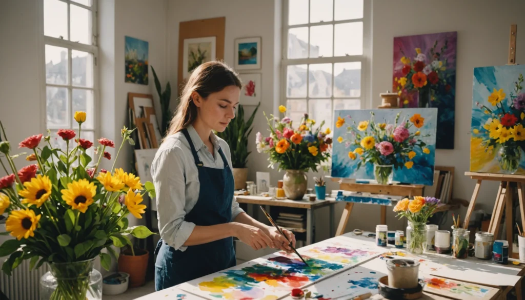réalisation peinture fleur