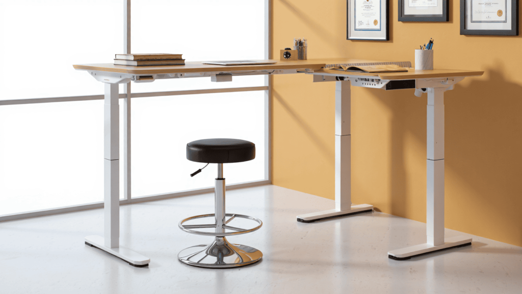 Bureau d'angle assis-debout pour télétravail