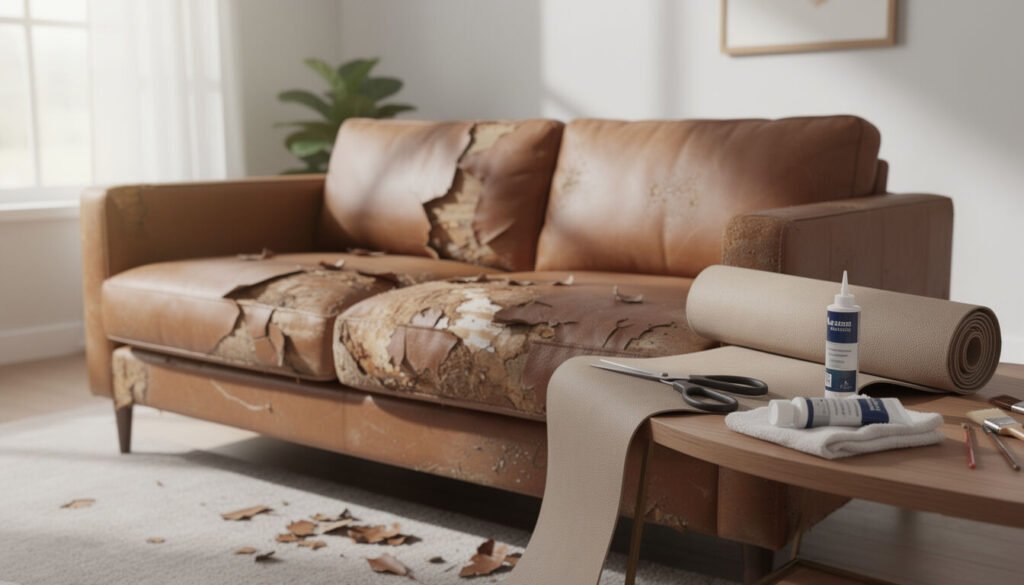 Découvrez notre guide pratique pour recouvrir facilement un canapé en similicuir qui s'effrite et redonnez-lui une seconde vie avec des astuces simples et efficaces.