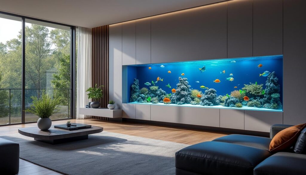 découvrez notre guide complet sur les aquariums muraux et encastrés : contraintes, prix, et faisabilité pour intégrer un aquarium élégant et fonctionnel chez vous.