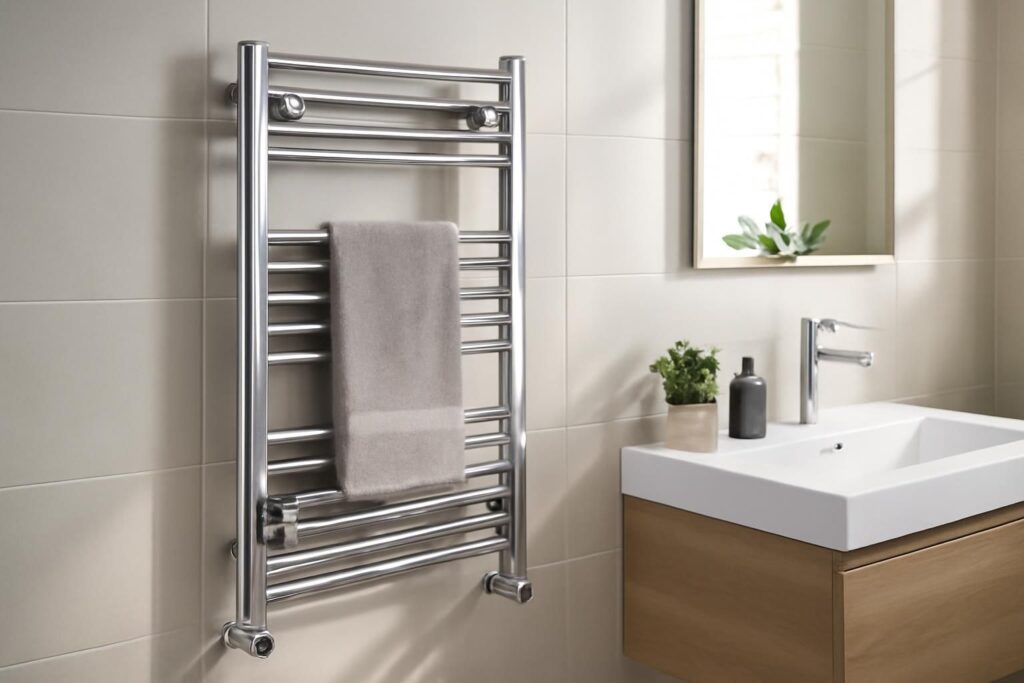 sèche-serviette dans salle de bain