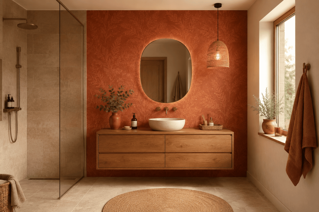 papier peint salle de bain pour une déco chaleureuse