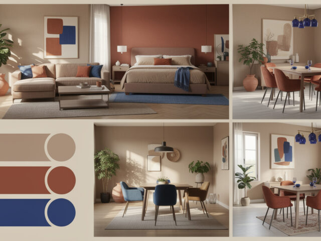 Les couleurs tendance pour la maison : taupe, terracotta, sable et bleu Majorelle
